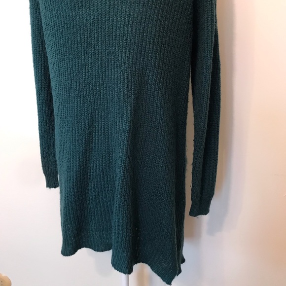 Charlotte Russe Cardigan Sweater Open Front Thick Knit Teal Pockets Medium - Picture 6 of 10